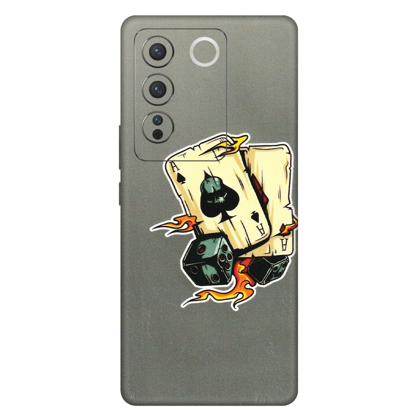 VIVO Z/V/X/T/U/S Series Phone Skins (All Models) - Grey Cards Of Ace - 3D Embossed Finish (L-77) Vivo V27 Pro (5G)
