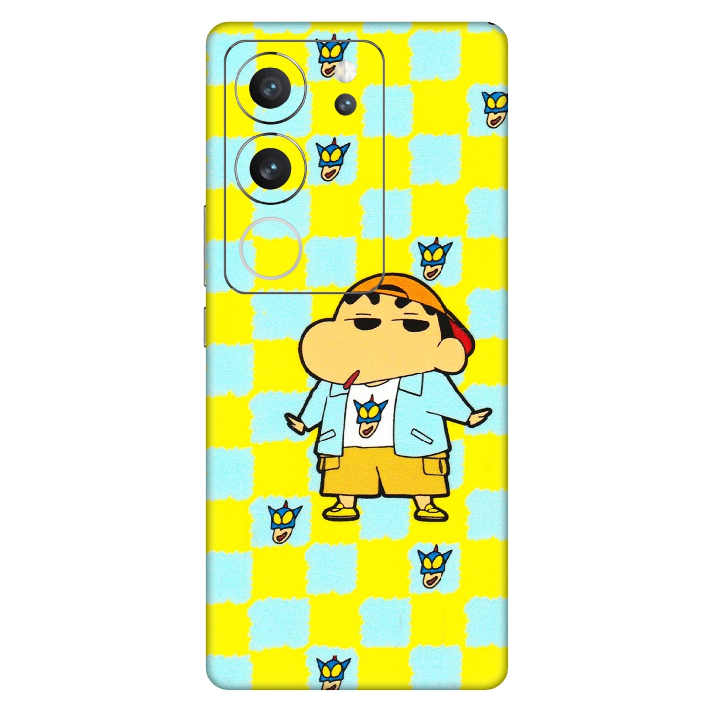 VIVO Z/V/X/T/U/S Series Phone Skins (All Models) - Yellow Blue Shinchan Cute - 3D Embossed Finish (L-221) Vivo V29 (5G)