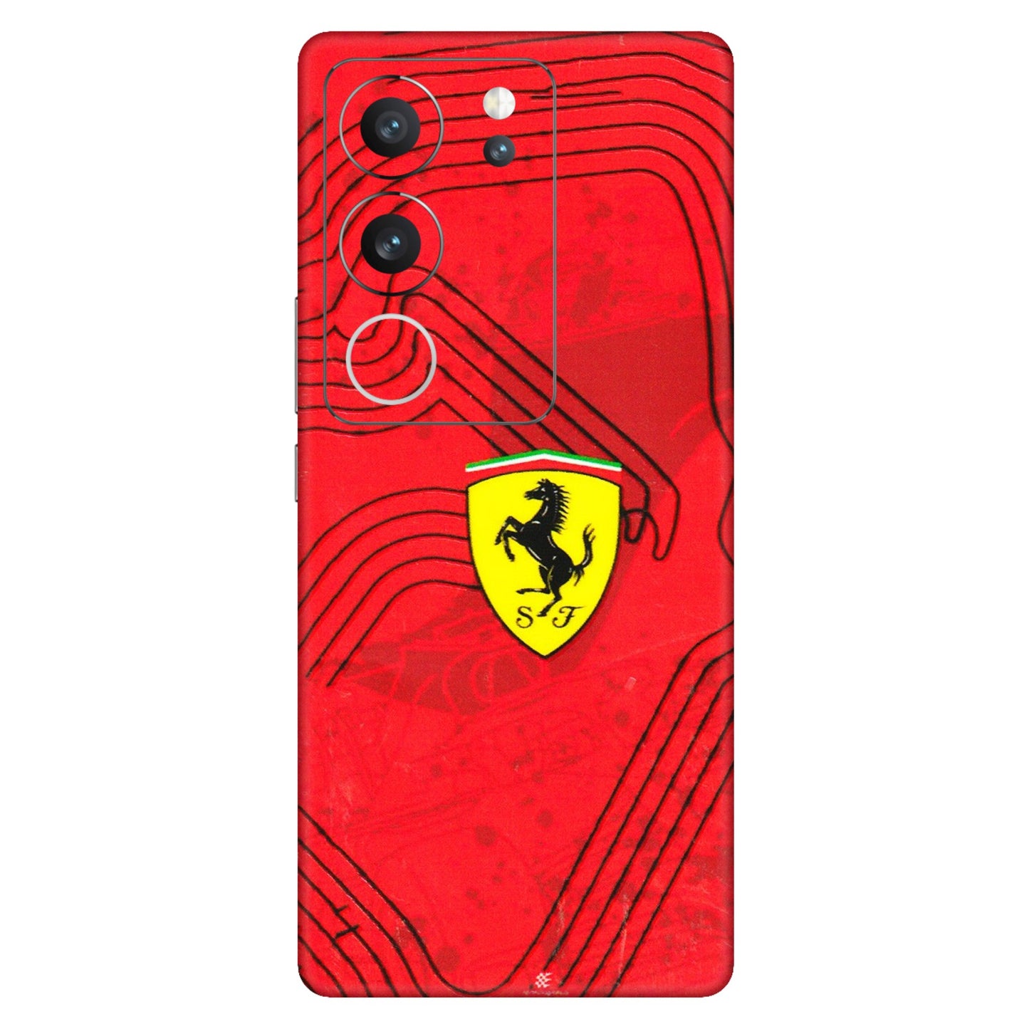 VIVO Z/V/X/T/U/S Series Phone Skins (All Models) - Red Ferrari Logo Stylish - 3D Embossed Finish (L-238) Vivo V29 (5G)