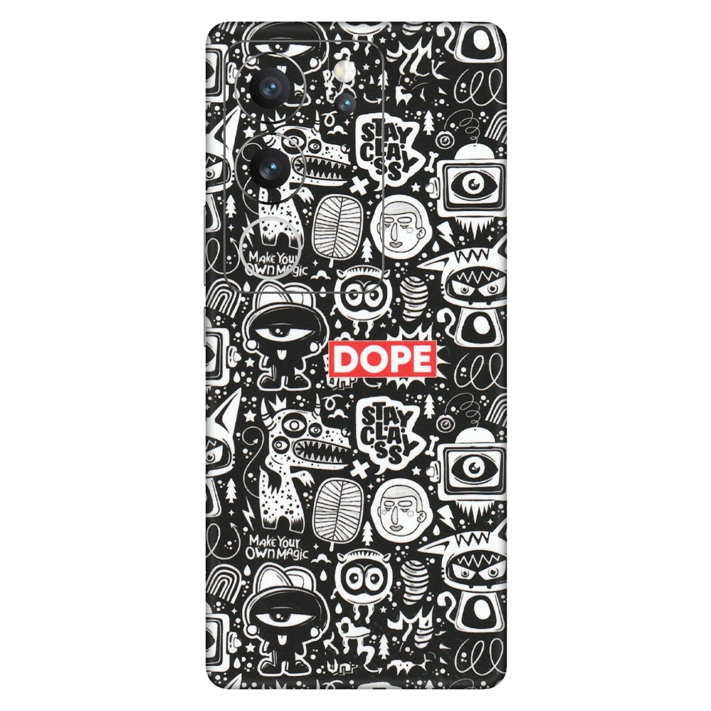 VIVO Z/V/X/T/U/S Series Phone Skins (All Models) - Dope Stay Classy Black Doodles - Matte Finish (M-126) Vivo V29 (5G)