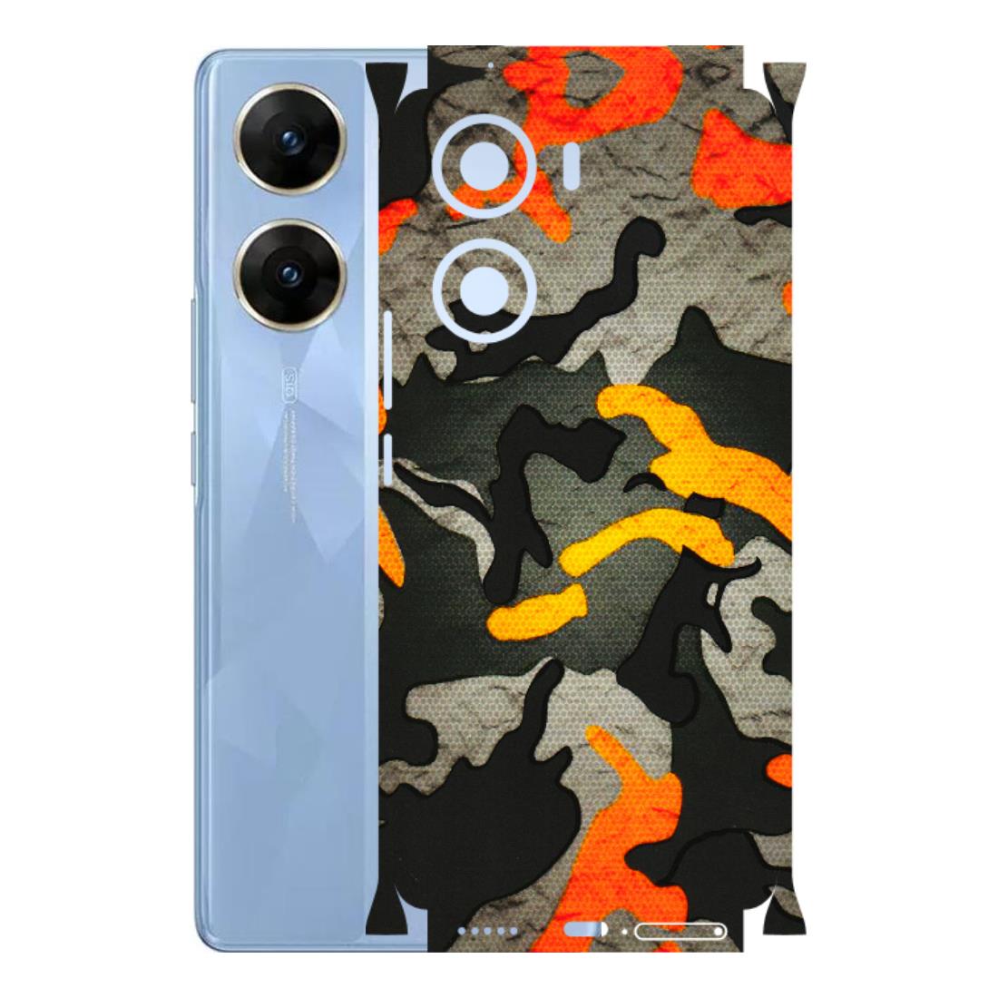 VIVO Z/V/X/T/U/S Series Phone Skins (All Models) - Orange Camouflage - 3D Embossed Finish (L-204) Vivo V29e (5G)