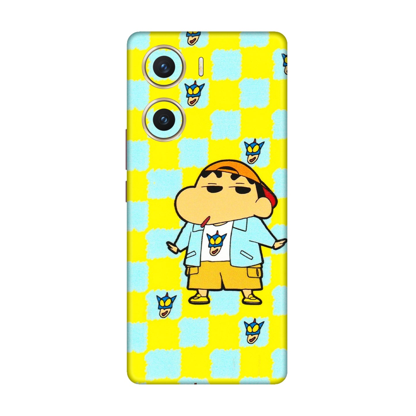 VIVO Z/V/X/T/U/S Series Phone Skins (All Models) - Yellow Blue Shinchan Cute - 3D Embossed Finish (L-221) Vivo V29e (5G)
