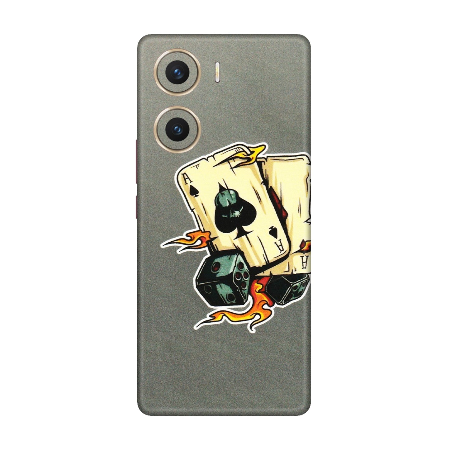 VIVO Z/V/X/T/U/S Series Phone Skins (All Models) - Grey Cards Of Ace - 3D Embossed Finish (L-77) Vivo V29e (5G)