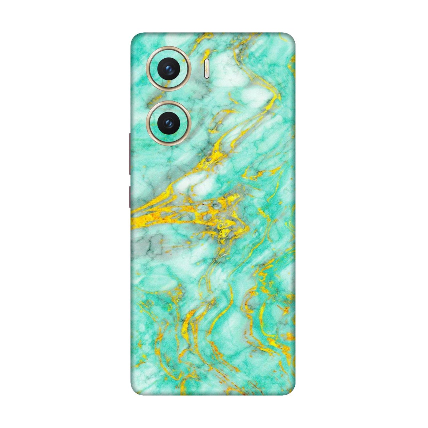 VIVO Z/V/X/T/U/S Series Phone Skins (All Models) - Green And Gold Marble Feel - Matte Finish (M-16) Vivo V29e (5G)