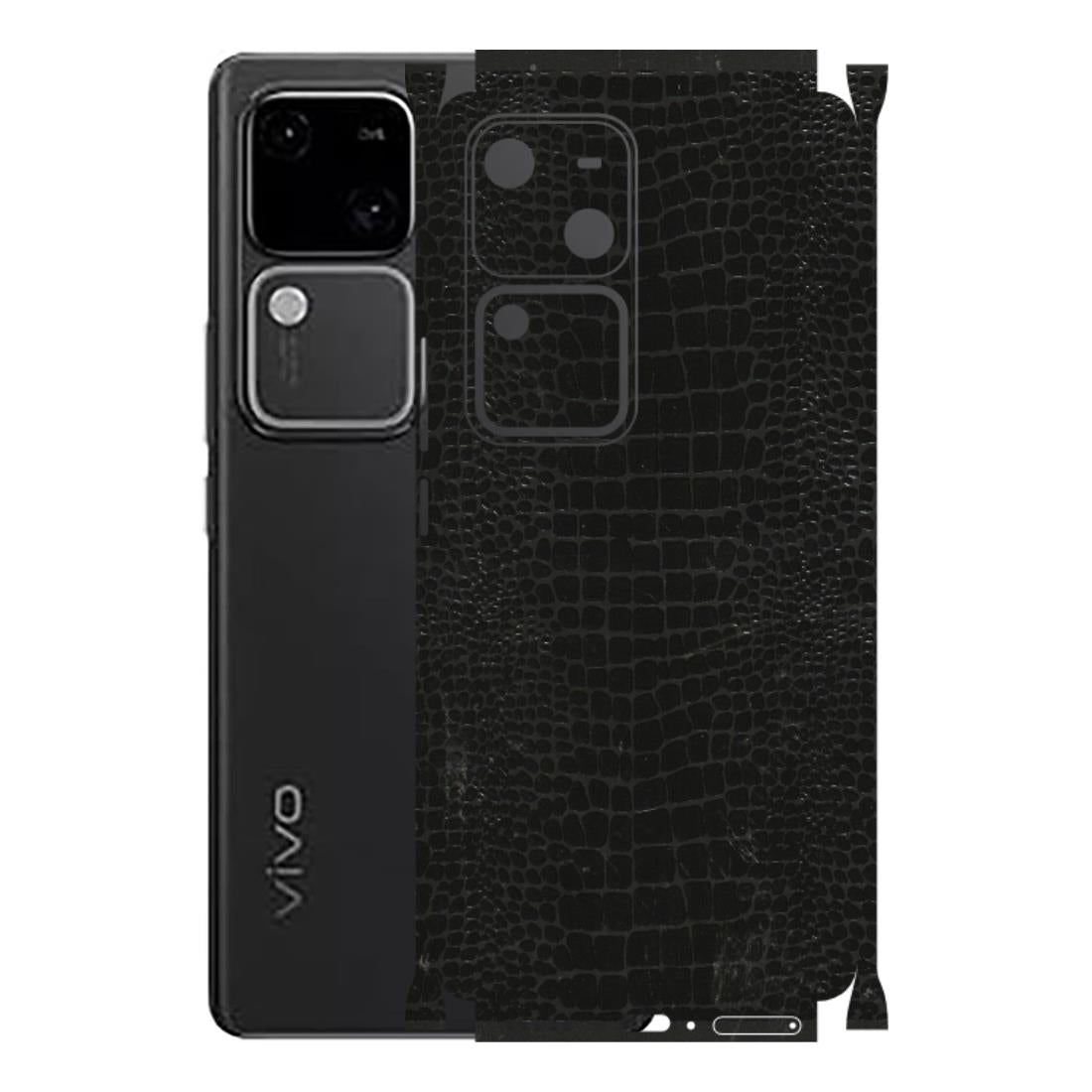 VIVO Z/V/X/T/U/S Series Phone Skins (All Models) - Snake Leather Black - 3D Embossed Finish (L-107) Vivo V30 5G
