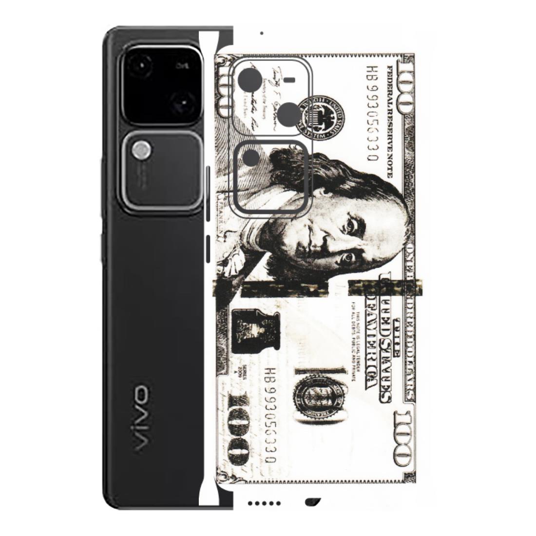 VIVO Z/V/X/T/U/S Series Phone Skins (All Models) - 100 Dollar Currency - Transparent Finish (T-01) Vivo V30 5G