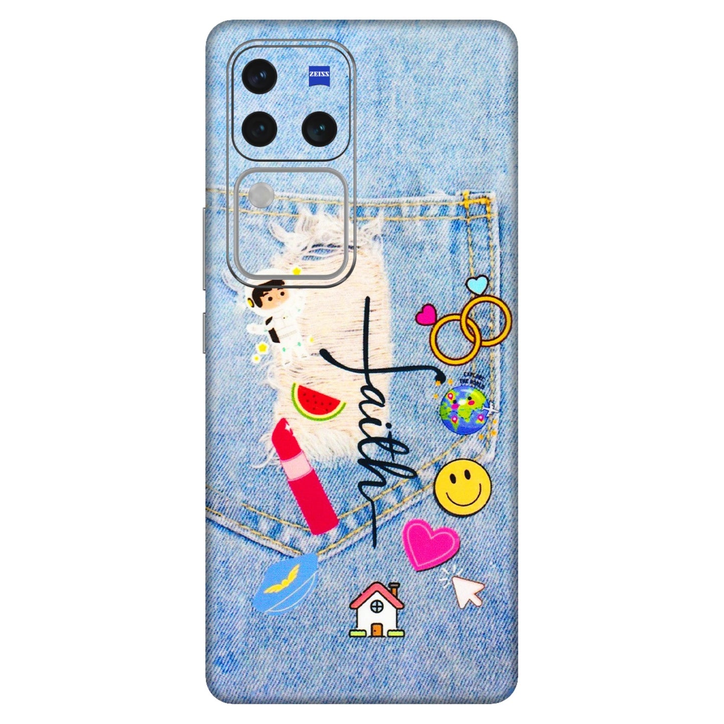 VIVO Z/V/X/T/U/S Series Phone Skins (All Models) - Denim Jeans Pocket - 3D Embossed Finish (L-134) Vivo V30 Pro (5G)