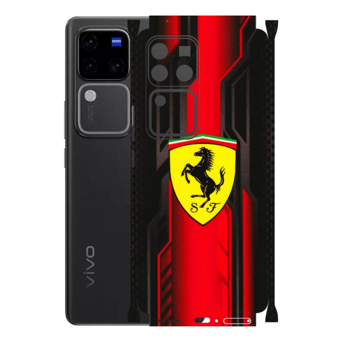 VIVO Z/V/X/T/U/S Series Phone Skins (All Models) - Black Ferrari Logo - 3D Embossed Finish (L-253) Vivo V30 Pro (5G)