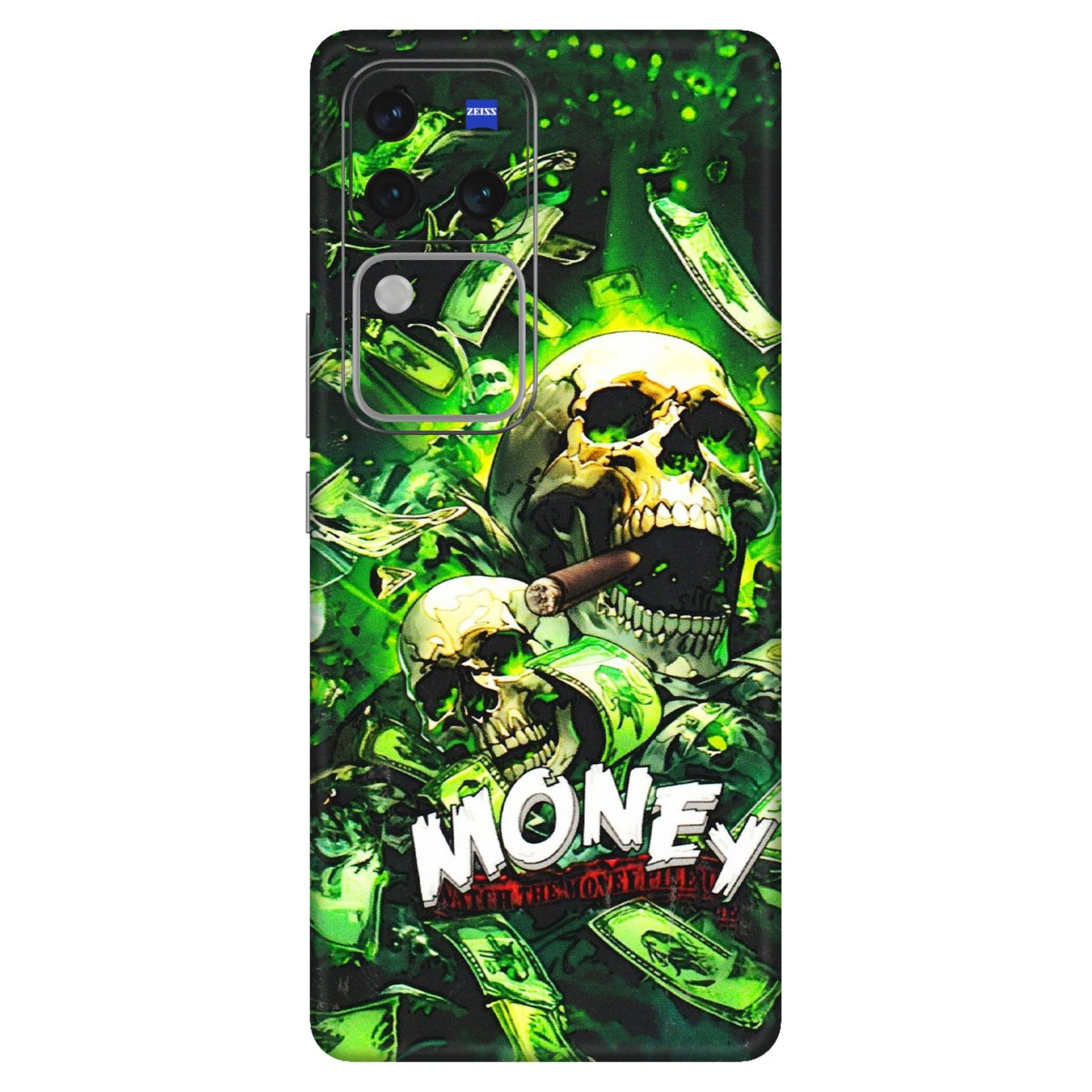 VIVO Z/V/X/T/U/S Series Phone Skins (All Models) - Skull Money - 3D Embossed Finish (L-303) Vivo V30 Pro (5G)