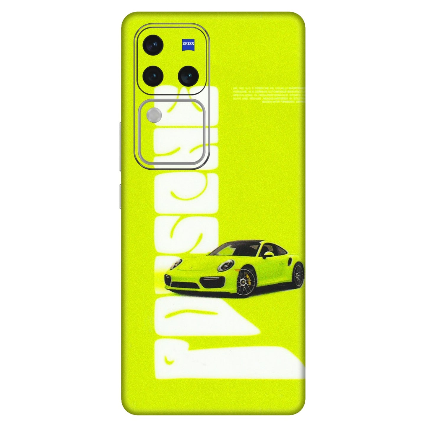 VIVO Z/V/X/T/U/S Series Phone Skins (All Models) - Lime Green Porche - 3D Embossed Finish (L-30) Vivo V30 Pro (5G)