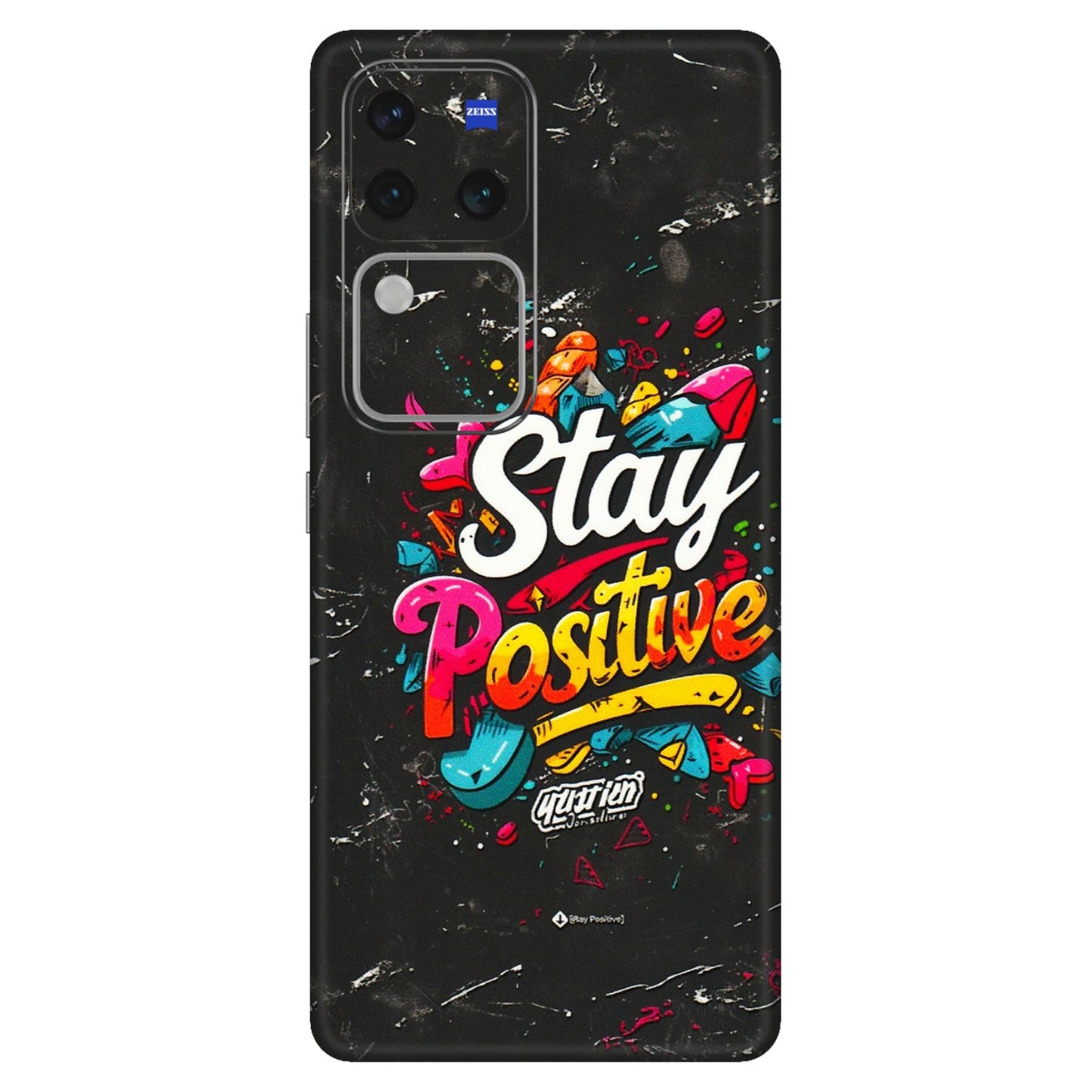 VIVO Z/V/X/T/U/S Series Phone Skins (All Models) - Stay Positive Black - 3D Embossed Finish (L-31) Vivo V30 Pro (5G)