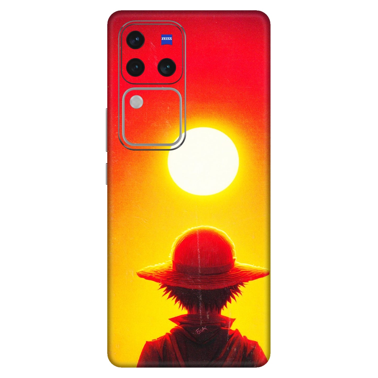 VIVO Z/V/X/T/U/S Series Phone Skins (All Models) - Cool Sunset With Monkey D.Luffy Anime - 3D Embossed Finish (L-329) Vivo V30 Pro (5G)