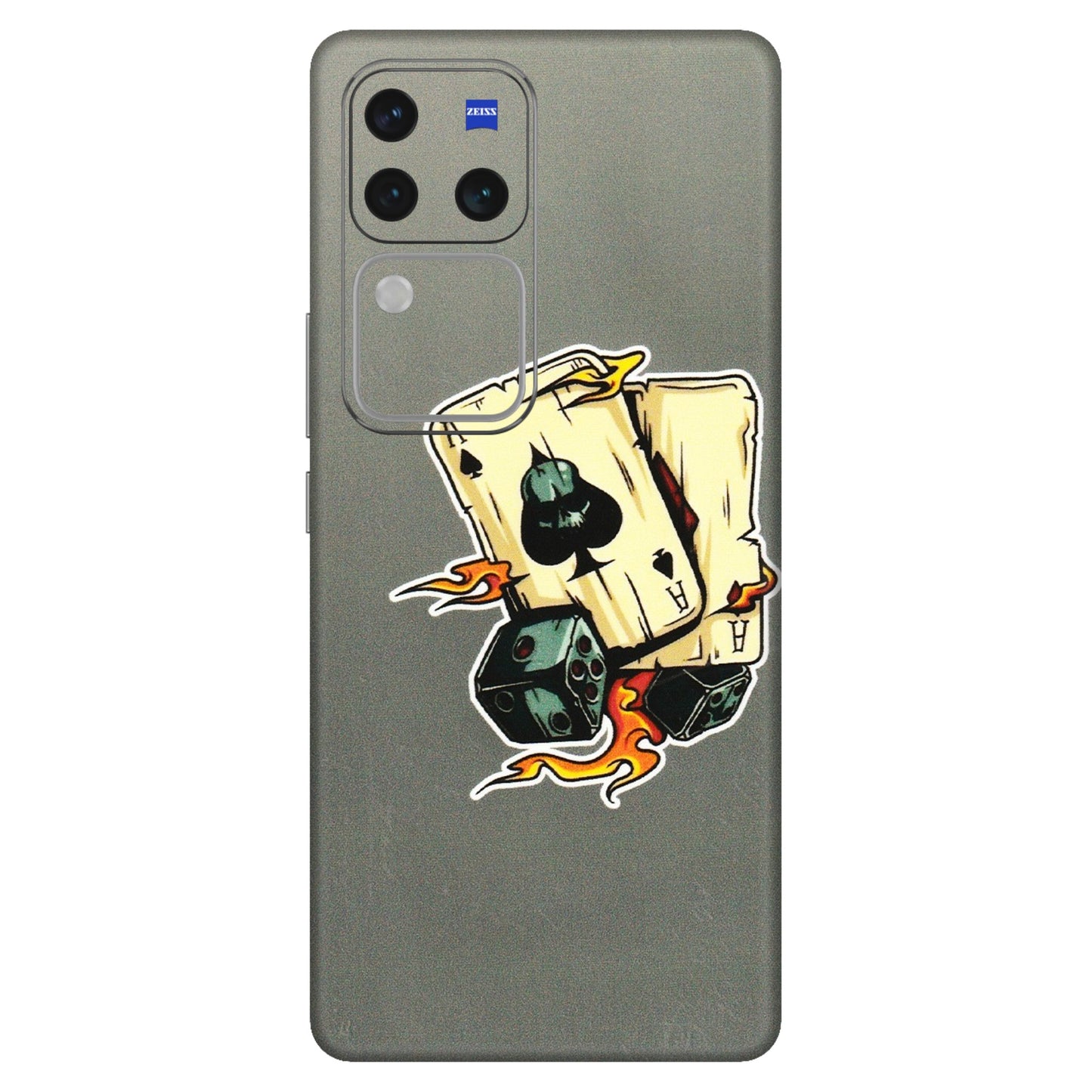 VIVO Z/V/X/T/U/S Series Phone Skins (All Models) - Grey Cards Of Ace - 3D Embossed Finish (L-77) Vivo V30 Pro (5G)