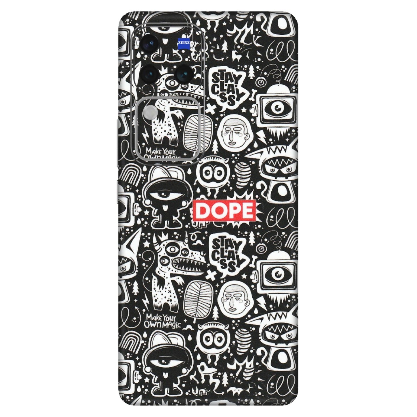 VIVO Z/V/X/T/U/S Series Phone Skins (All Models) - Dope Stay Classy Black Doodles - Matte Finish (M-126) Vivo V30 Pro (5G)
