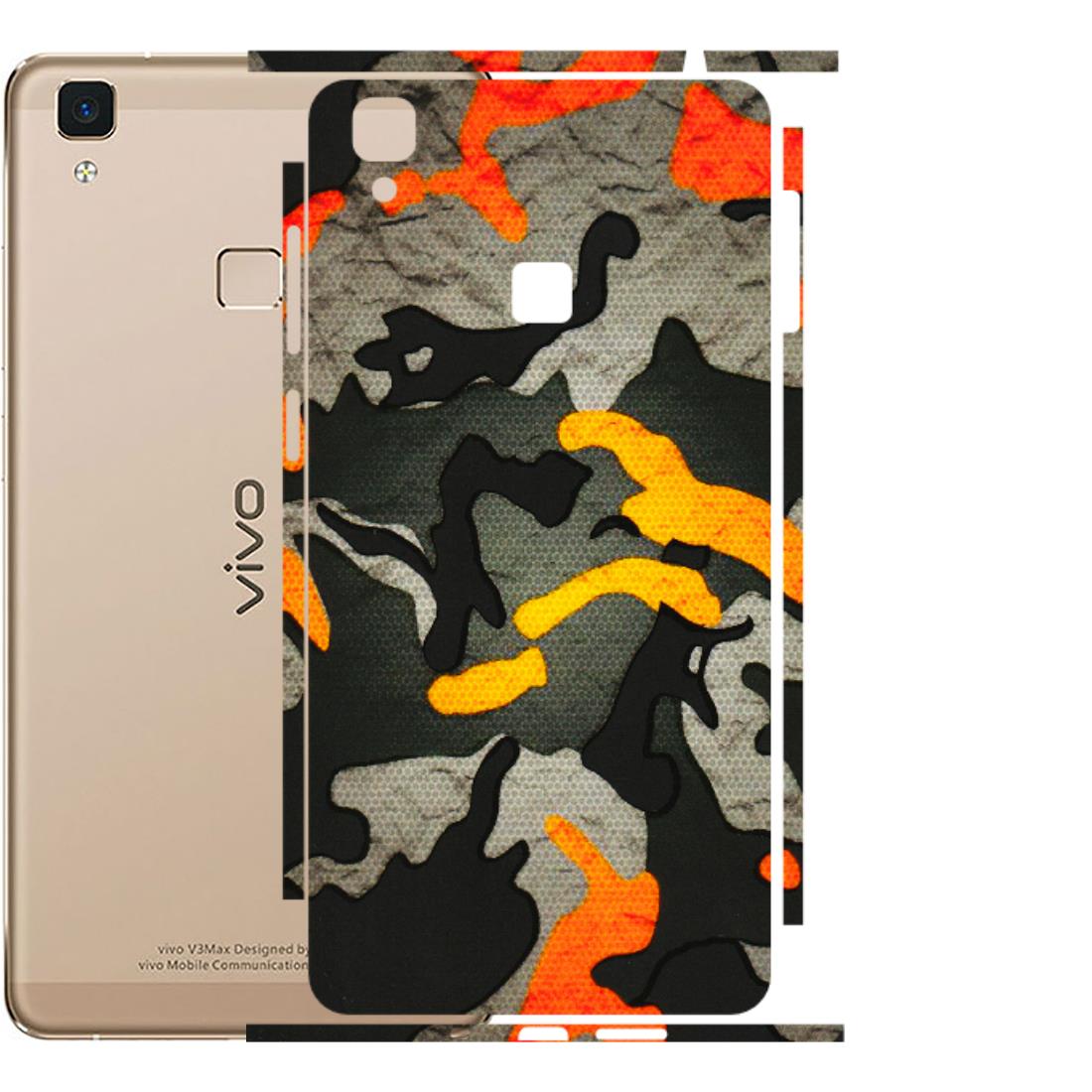 VIVO Z/V/X/T/U/S Series Phone Skins (All Models) - Orange Camouflage - 3D Embossed Finish (L-204) Vivo V3 Max