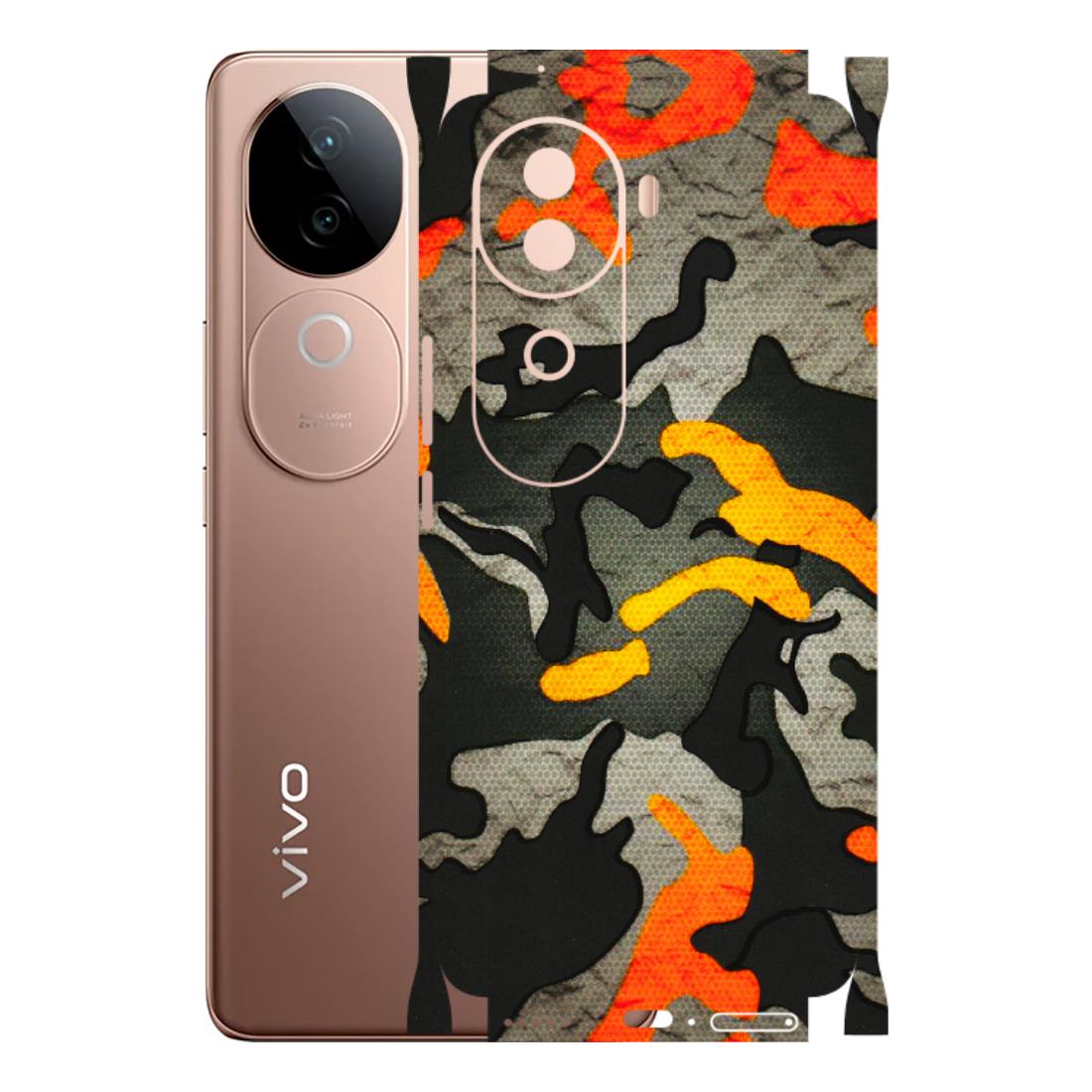 VIVO Z/V/X/T/U/S Series Phone Skins (All Models) - Orange Camouflage - 3D Embossed Finish (L-204) Vivo V40E (5G)