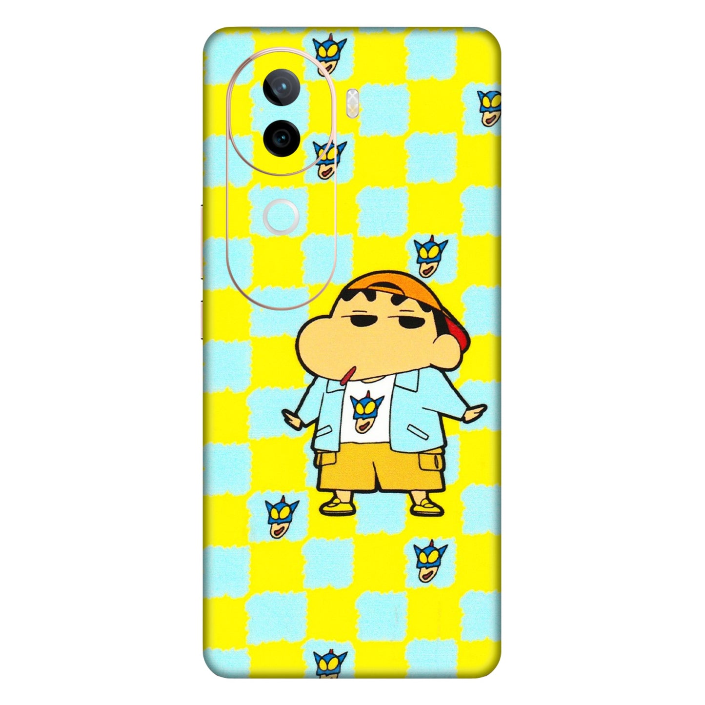 VIVO Z/V/X/T/U/S Series Phone Skins (All Models) - Yellow Blue Shinchan Cute - 3D Embossed Finish (L-221) Vivo V40E (5G)