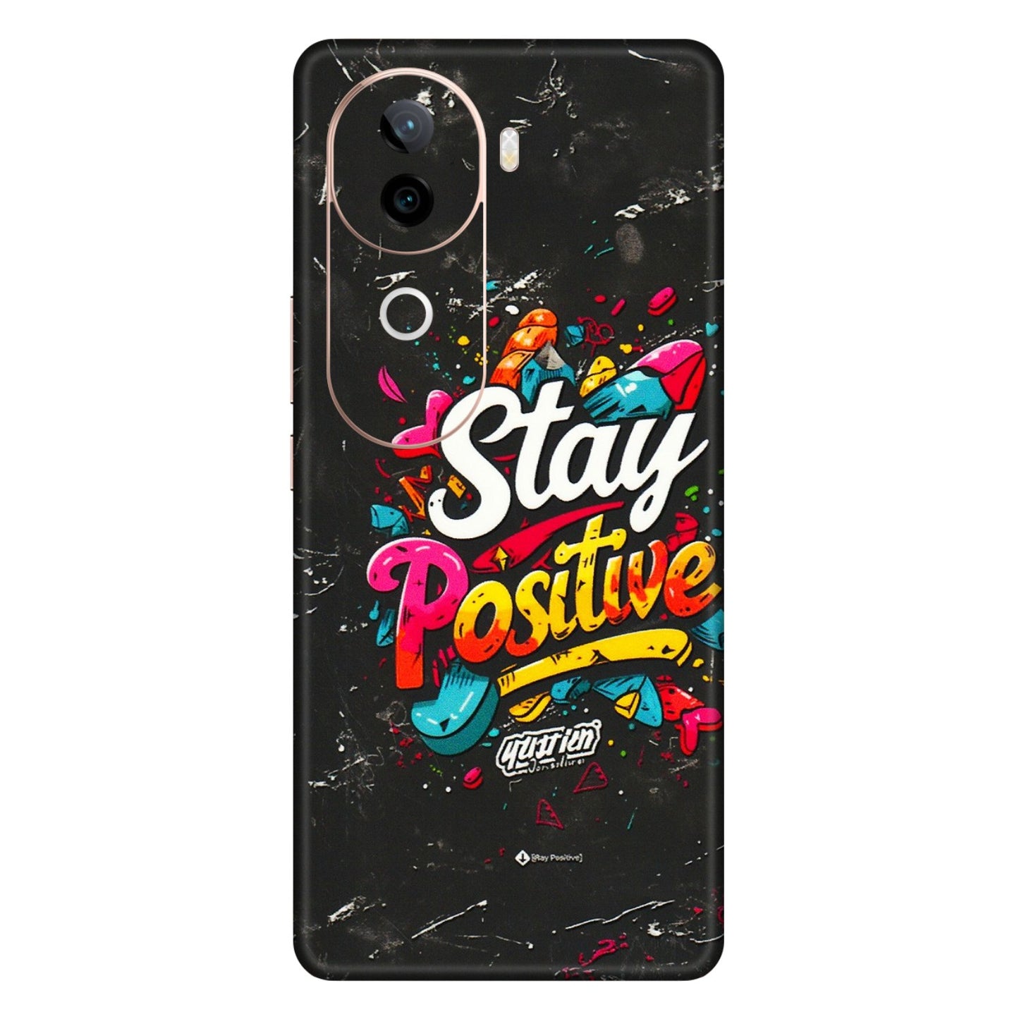 VIVO Z/V/X/T/U/S Series Phone Skins (All Models) - Stay Positive Black - 3D Embossed Finish (L-31) Vivo V40E (5G)
