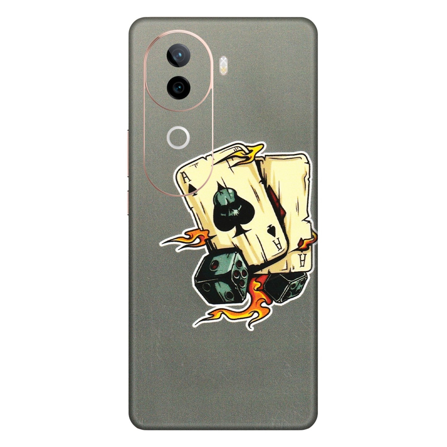 VIVO Z/V/X/T/U/S Series Phone Skins (All Models) - Grey Cards Of Ace - 3D Embossed Finish (L-77) Vivo V40E (5G)