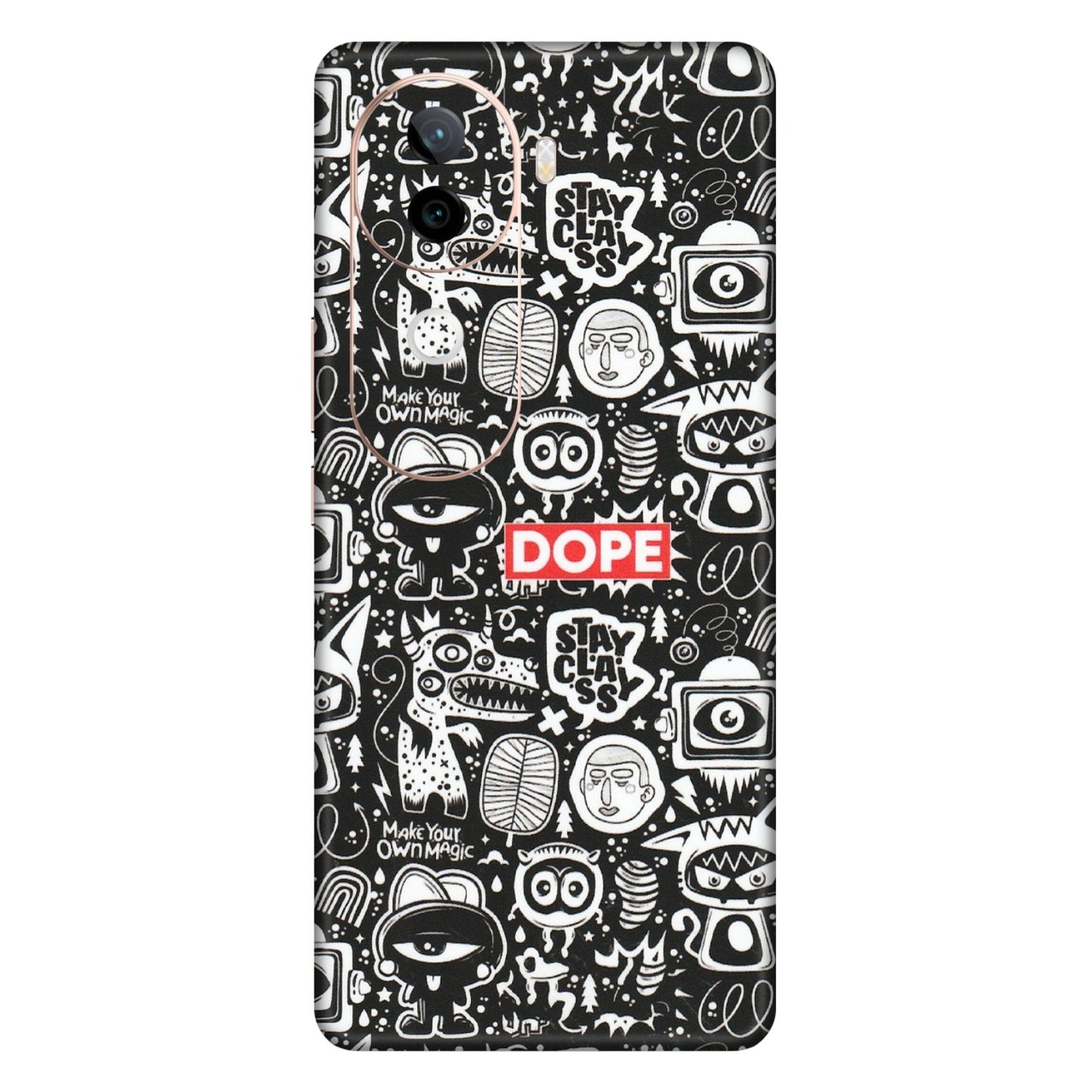 VIVO Z/V/X/T/U/S Series Phone Skins (All Models) - Dope Stay Classy Black Doodles - Matte Finish (M-126) Vivo V40E (5G)