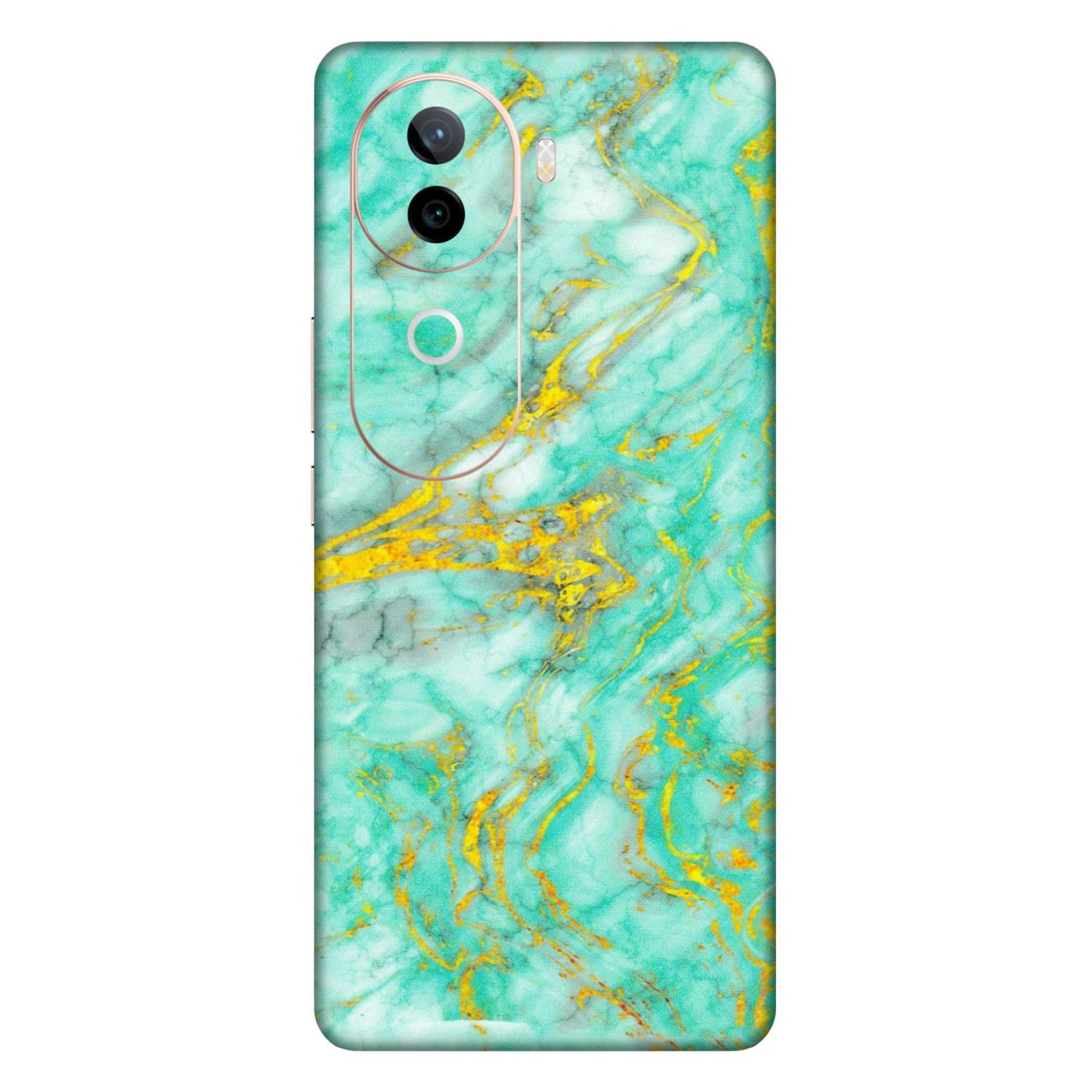 VIVO Z/V/X/T/U/S Series Phone Skins (All Models) - Green And Gold Marble Feel - Matte Finish (M-16) Vivo V40E (5G)