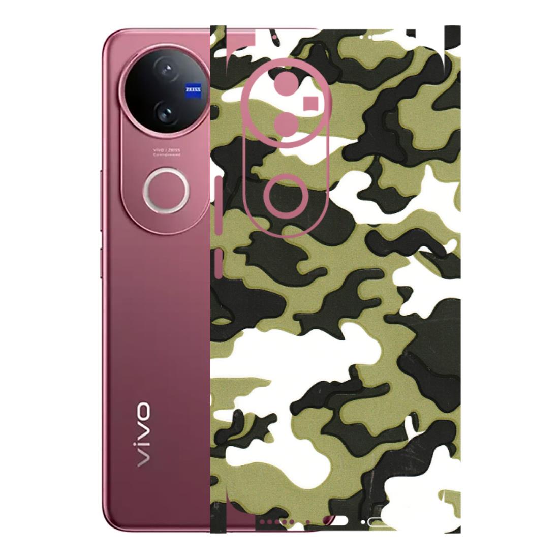 VIVO Z/V/X/T/U/S Series Phone Skins (All Models) - Camouflages White And Green - 3D Embossed Finish (L-243) Vivo V50 5G