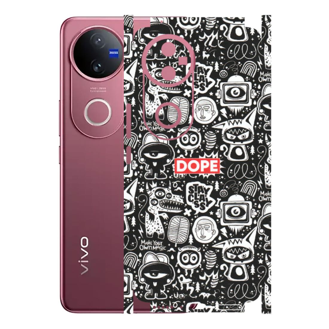 VIVO Z/V/X/T/U/S Series Phone Skins (All Models) - Dope Stay Classy Black Doodles - Matte Finish (M-126) Vivo V50 5G