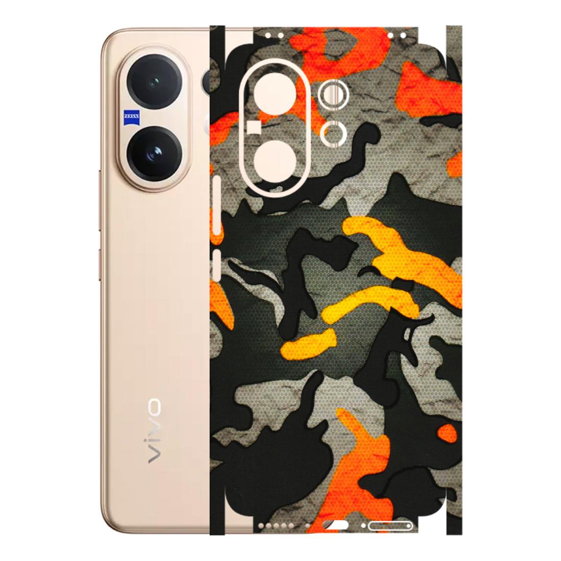 VIVO Z/V/X/T/U/S Series Phone Skins (All Models) - Orange Camouflage - 3D Embossed Finish (L-204) Vivo V60 5G