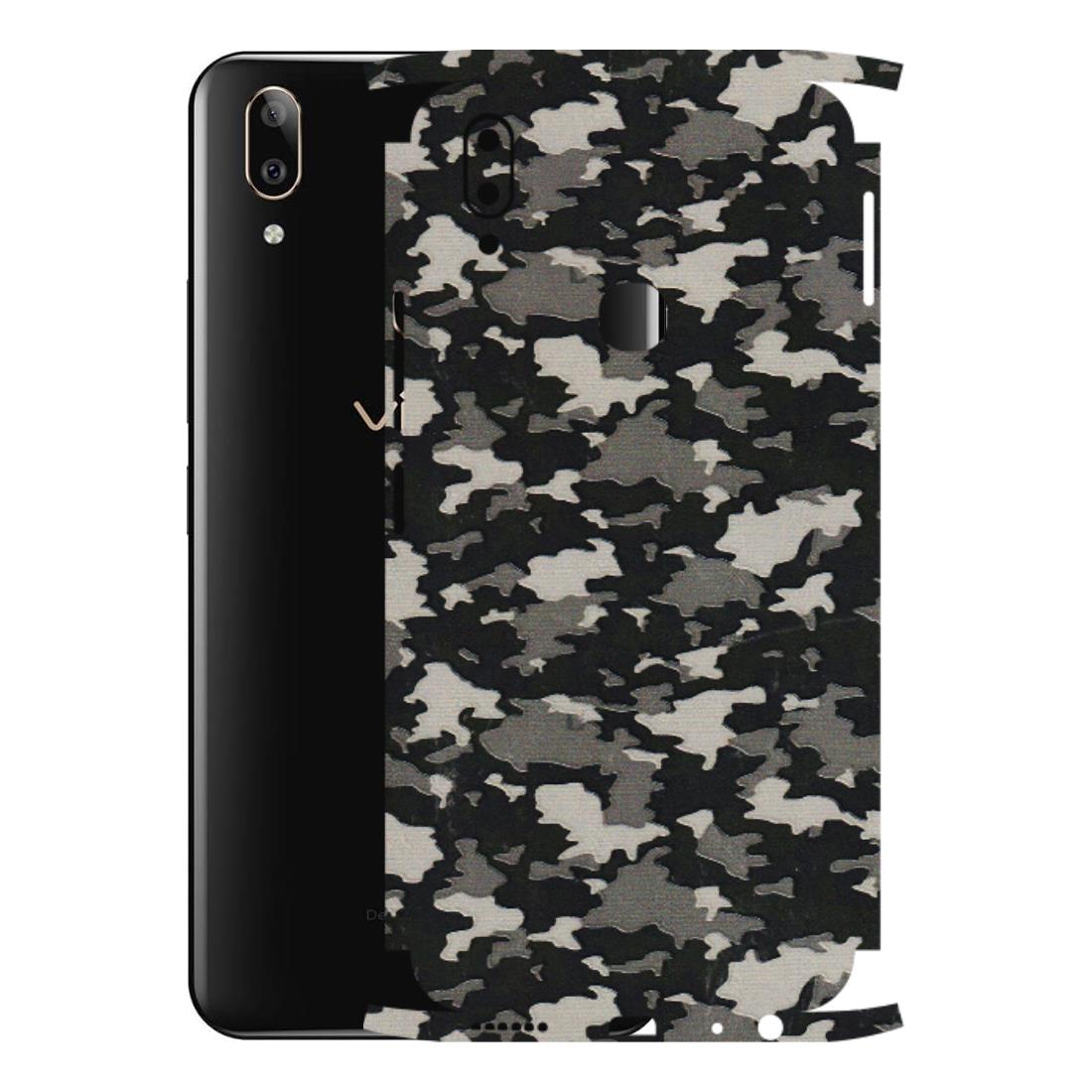 VIVO Z/V/X/T/U/S Series Phone Skins (All Models) - Black/Grey Camoflaunge - 3D Embossed Finish (L-142) Vivo V9 Pro