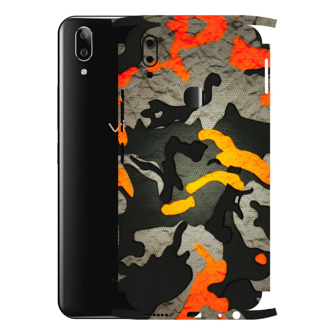 VIVO Z/V/X/T/U/S Series Phone Skins (All Models) - Orange Camouflage - 3D Embossed Finish (L-204) Vivo V9 Pro