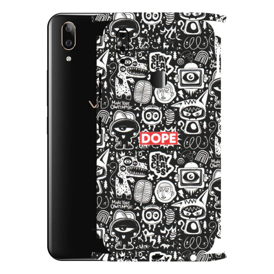 VIVO Z/V/X/T/U/S Series Phone Skins (All Models) - Dope Stay Classy Black Doodles - Matte Finish (M-126) Vivo V9 Pro