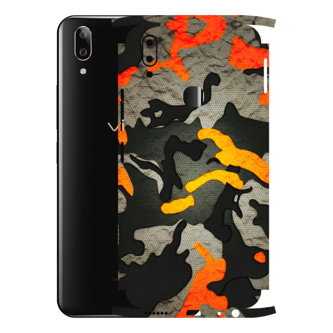 VIVO Z/V/X/T/U/S Series Phone Skins (All Models) - Orange Camouflage - 3D Embossed Finish (L-204) Vivo V9 Youth
