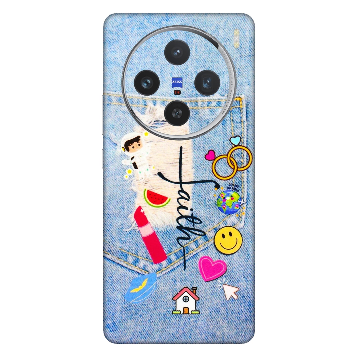 VIVO Z/V/X/T/U/S Series Phone Skins (All Models) - Denim Jeans Pocket - 3D Embossed Finish (L-134) Vivo X100 (5G)