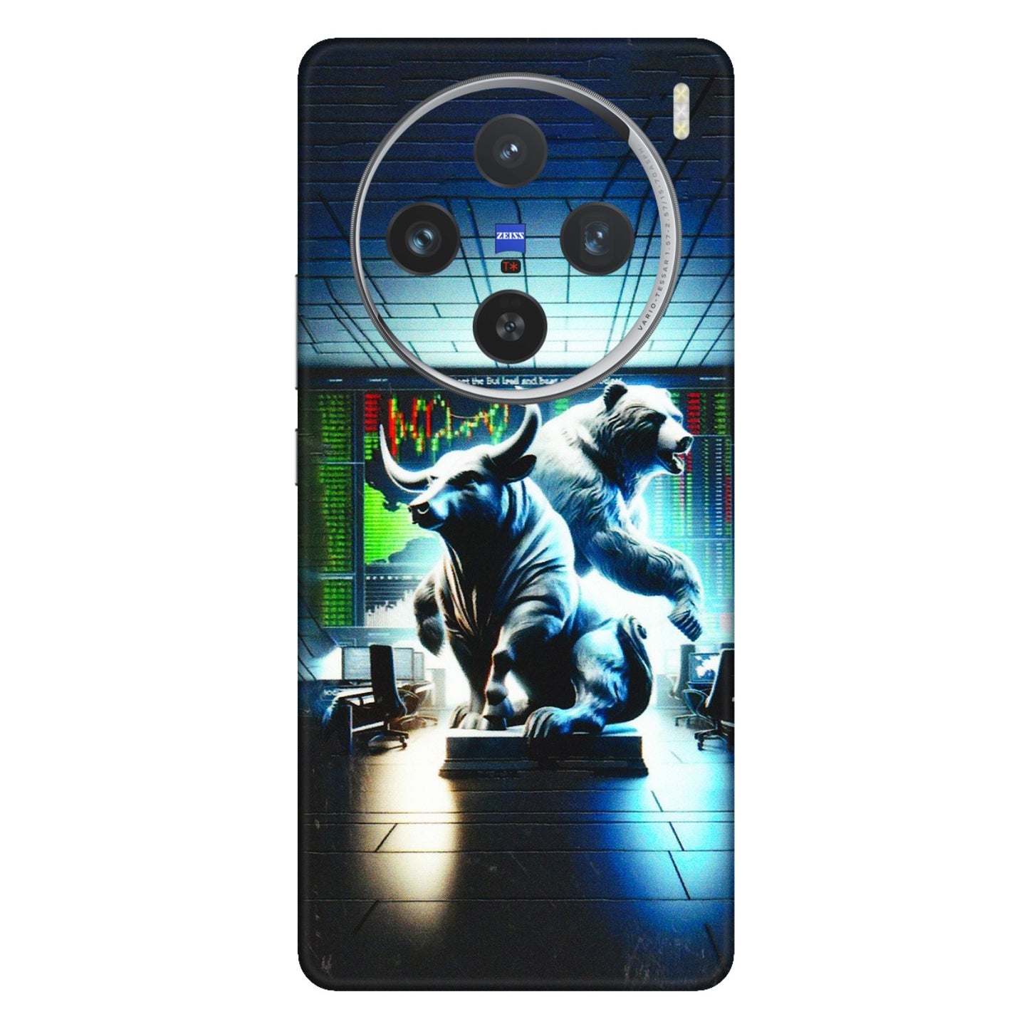 VIVO Z/V/X/T/U/S Series Phone Skins (All Models) - Stock Market Sensex Bear vs Bulls - 3D Embossed Finish (L-15) Vivo X100 (5G)
