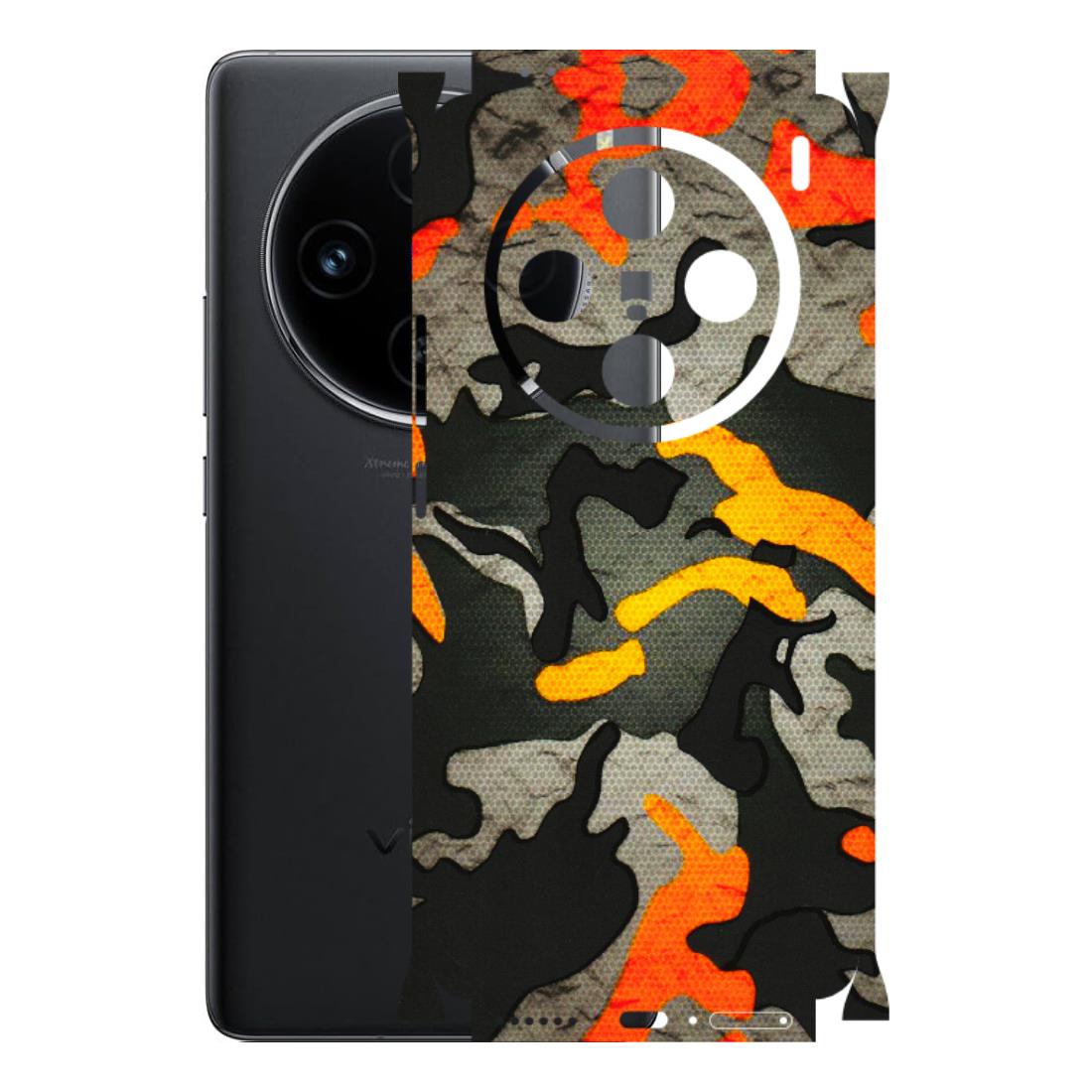 VIVO Z/V/X/T/U/S Series Phone Skins (All Models) - Orange Camouflage - 3D Embossed Finish (L-204) Vivo X100 (5G)