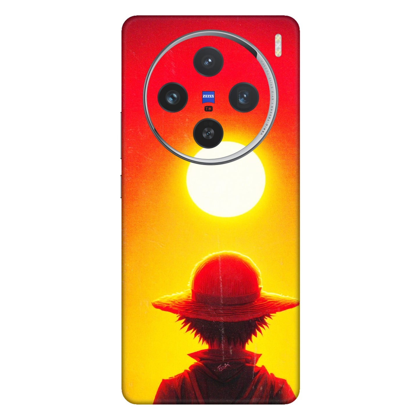 VIVO Z/V/X/T/U/S Series Phone Skins (All Models) - Cool Sunset With Monkey D.Luffy Anime - 3D Embossed Finish (L-329) Vivo X100 (5G)