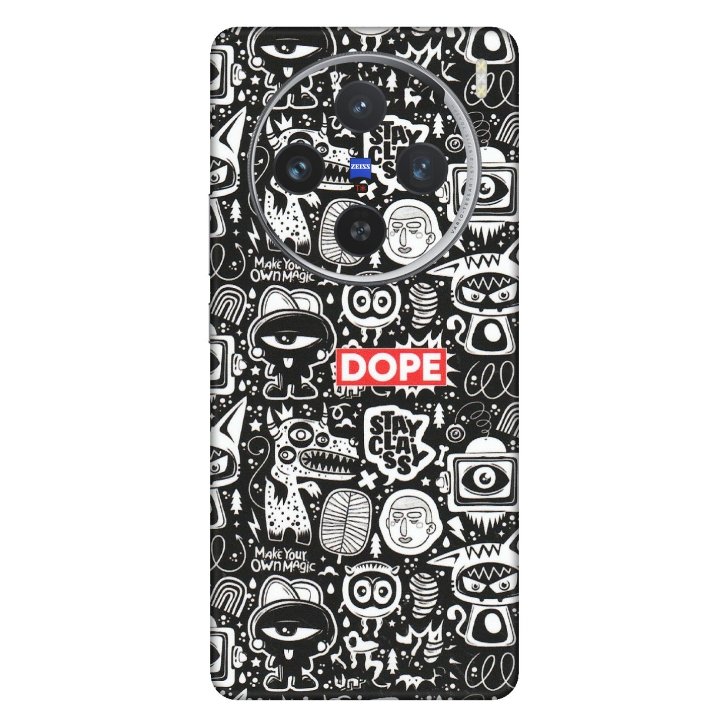 VIVO Z/V/X/T/U/S Series Phone Skins (All Models) - Dope Stay Classy Black Doodles - Matte Finish (M-126) Vivo X100 (5G)