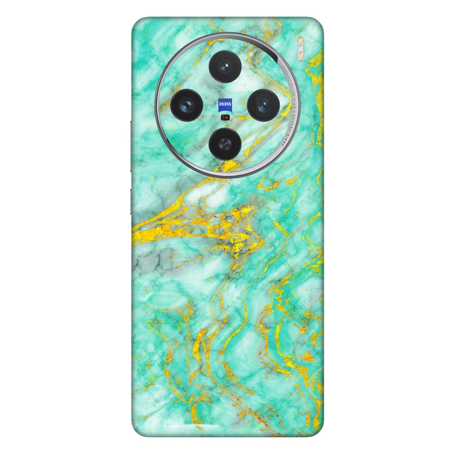 VIVO Z/V/X/T/U/S Series Phone Skins (All Models) - Green And Gold Marble Feel - Matte Finish (M-16) Vivo X100 (5G)