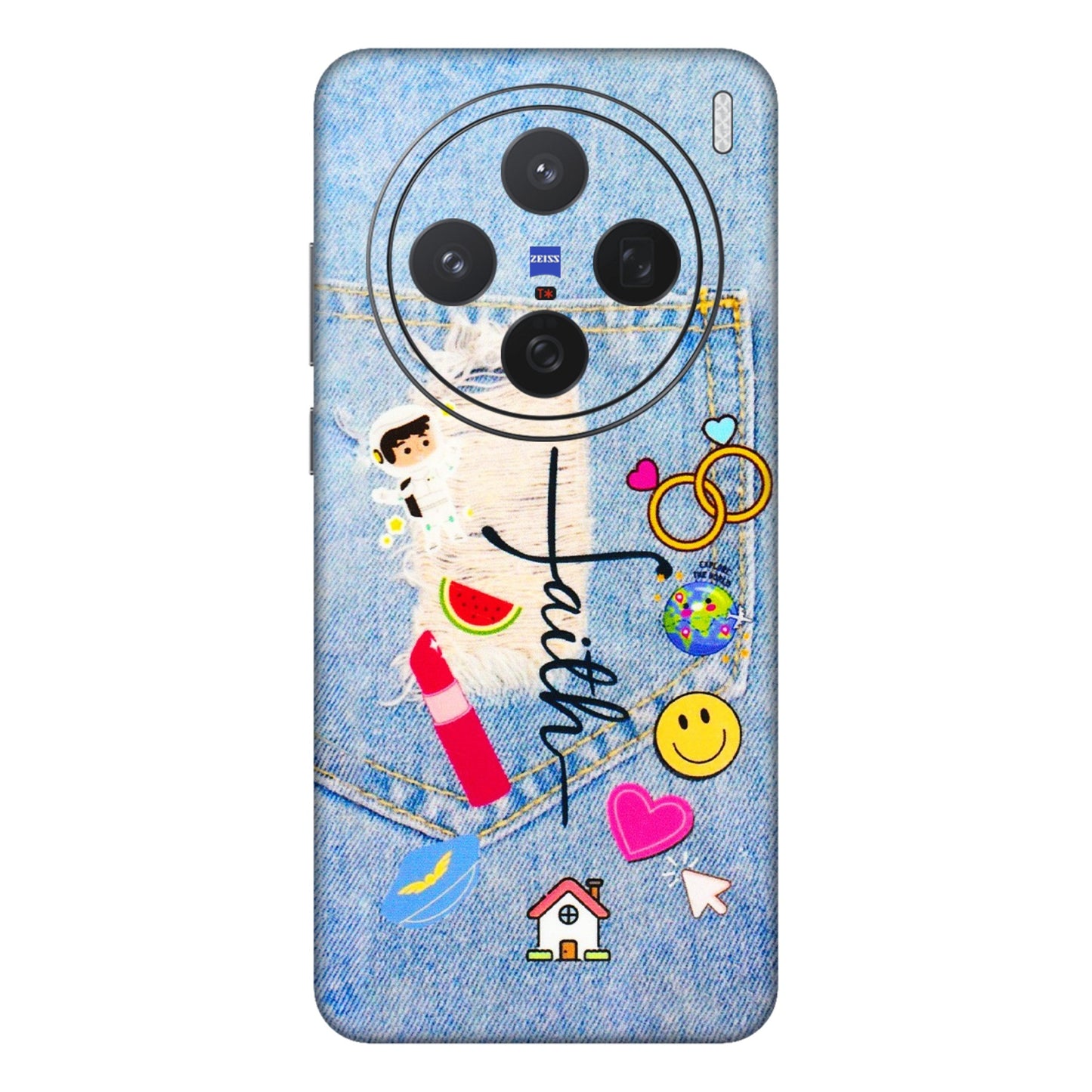 VIVO Z/V/X/T/U/S Series Phone Skins (All Models) - Denim Jeans Pocket - 3D Embossed Finish (L-134) Vivo X200 (5G)
