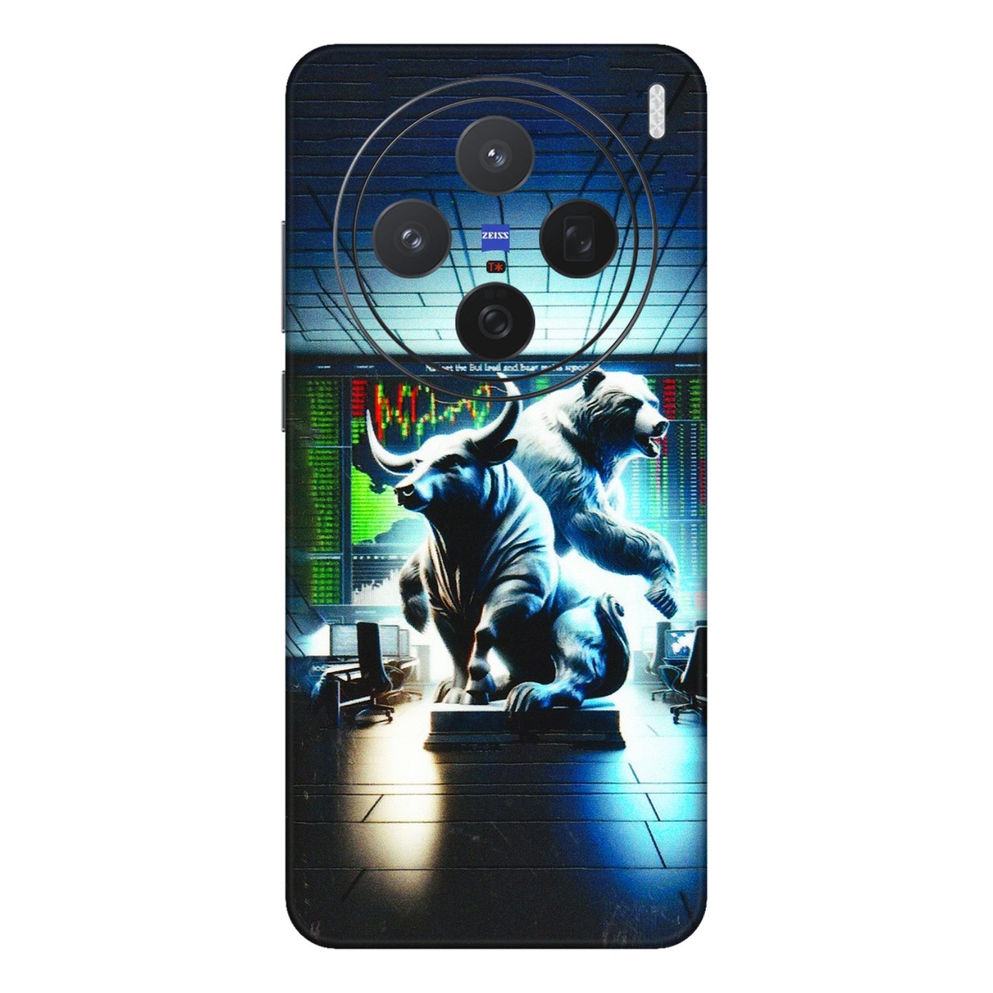 VIVO Z/V/X/T/U/S Series Phone Skins (All Models) - Stock Market Sensex Bear vs Bulls - 3D Embossed Finish (L-15) Vivo X200 (5G)