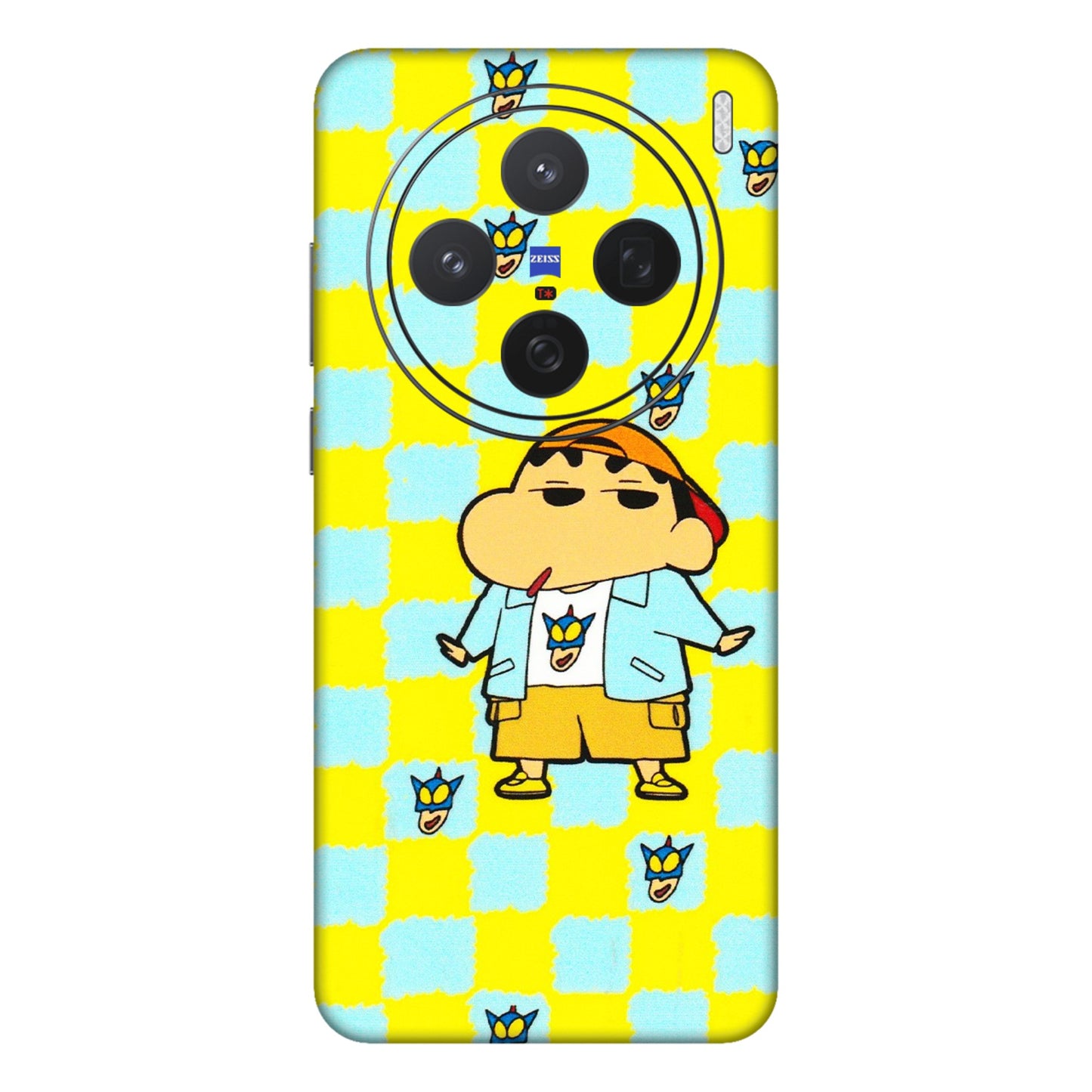VIVO Z/V/X/T/U/S Series Phone Skins (All Models) - Yellow Blue Shinchan Cute - 3D Embossed Finish (L-221) Vivo X200 (5G)