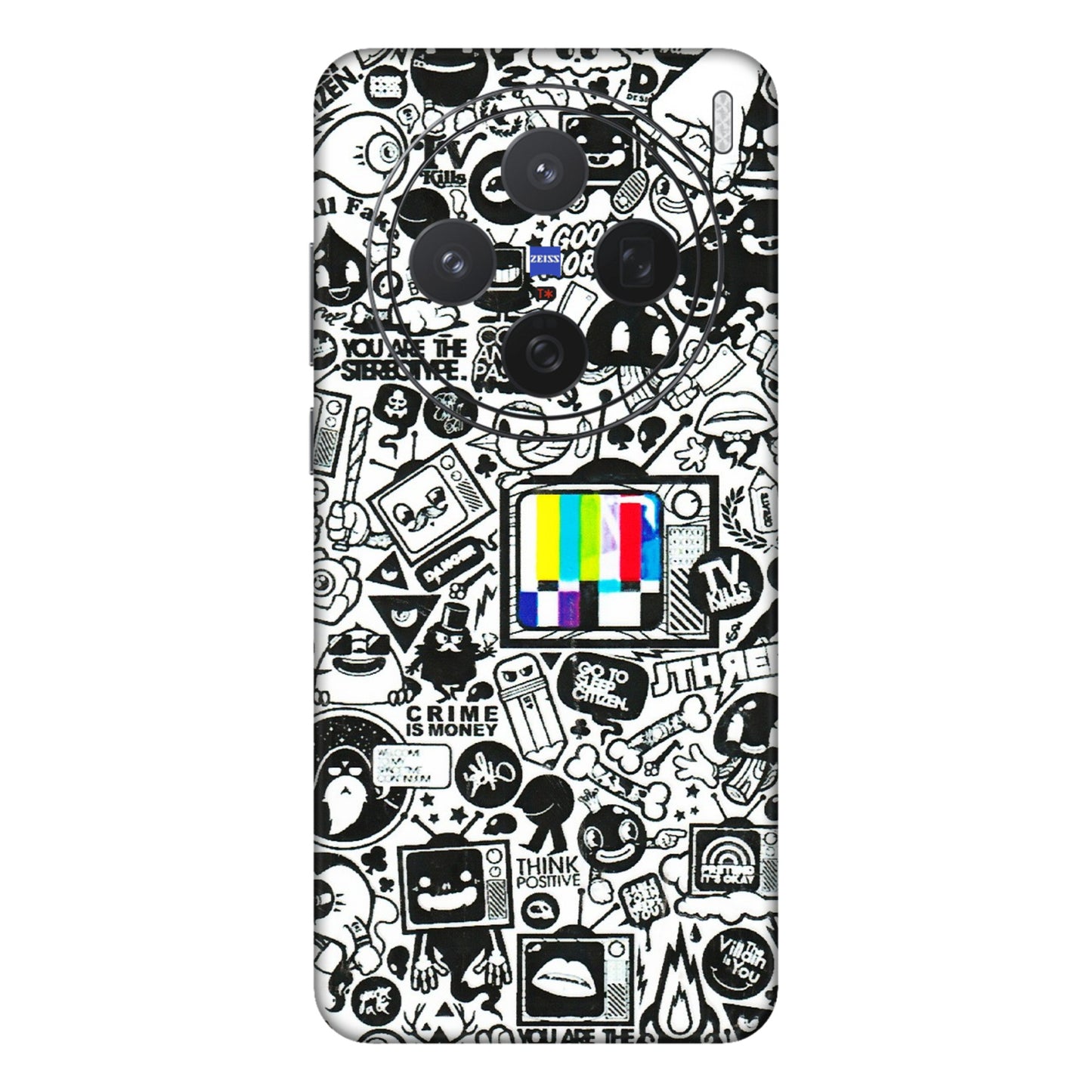 VIVO Z/V/X/T/U/S Series Phone Skins (All Models) - Doodles Positive Art - 3D Embossed Finish (L-263) Vivo X200 (5G)