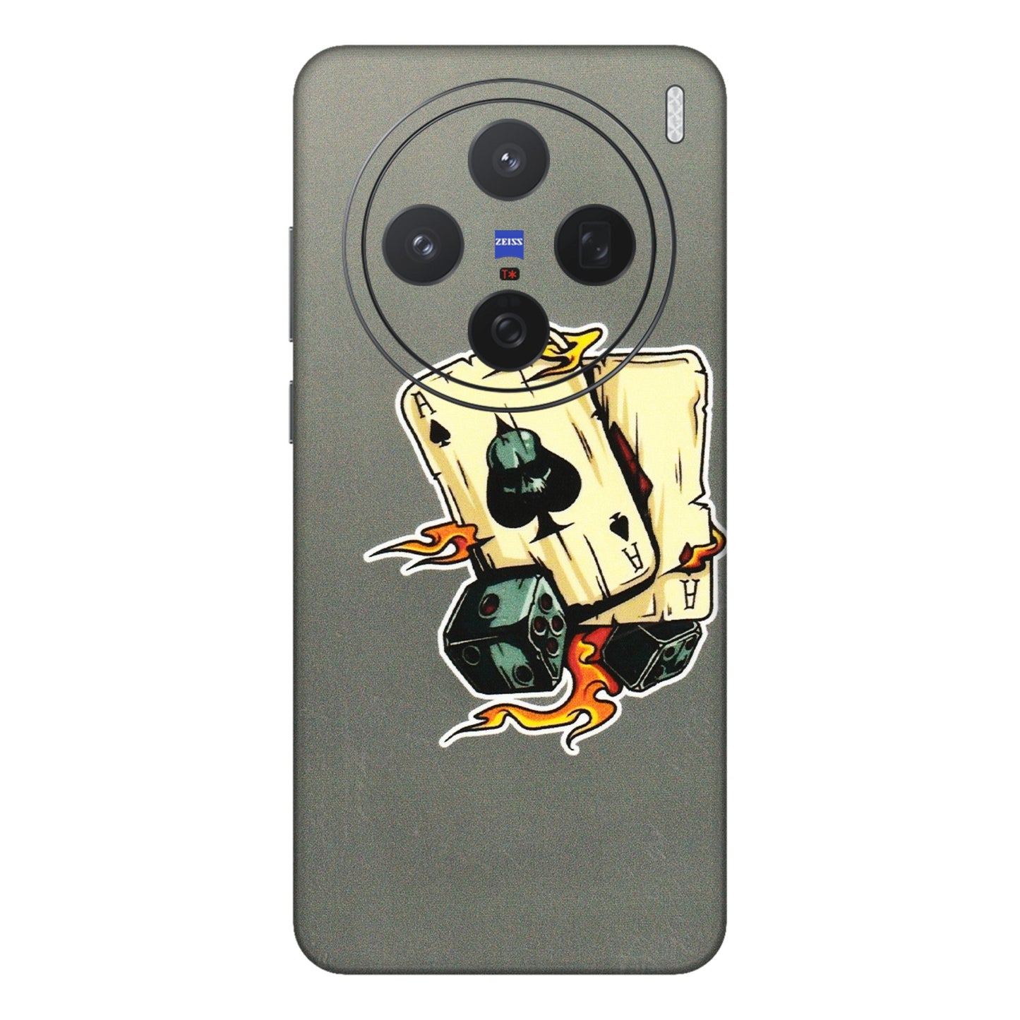 VIVO Z/V/X/T/U/S Series Phone Skins (All Models) - Grey Cards Of Ace - 3D Embossed Finish (L-77) Vivo X200 (5G)