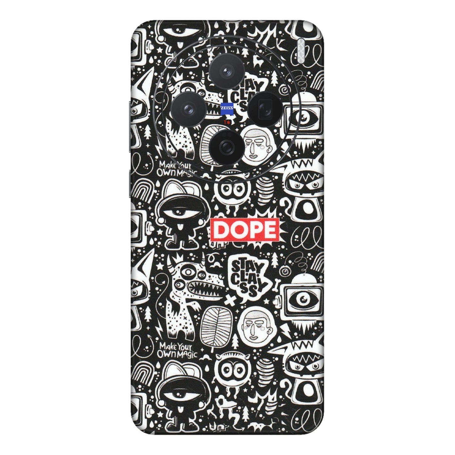 VIVO Z/V/X/T/U/S Series Phone Skins (All Models) - Dope Stay Classy Black Doodles - Matte Finish (M-126) Vivo X200 (5G)