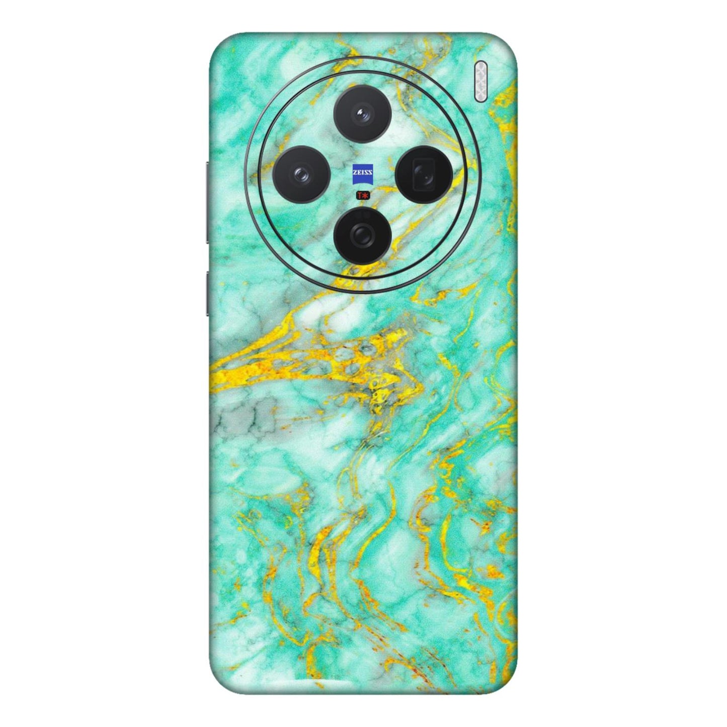 VIVO Z/V/X/T/U/S Series Phone Skins (All Models) - Green And Gold Marble Feel - Matte Finish (M-16) Vivo X200 (5G)