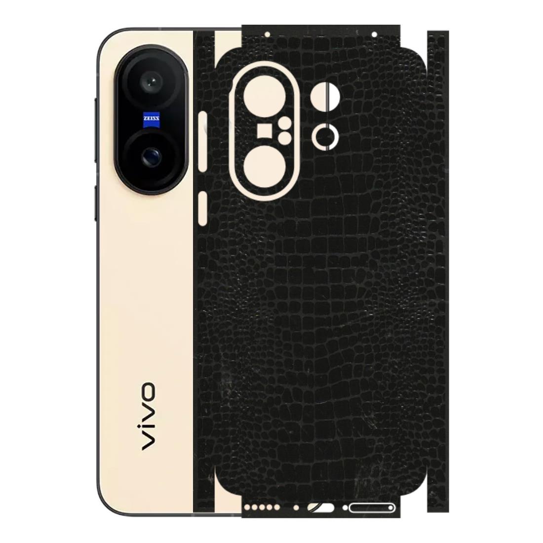 VIVO Z/V/X/T/U/S Series Phone Skins (All Models) - Snake Leather Black - 3D Embossed Finish (L-107) Vivo X200 FE