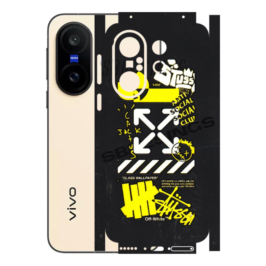 VIVO Z/V/X/T/U/S Series Phone Skins (All Models) - Anti Social Graffiti - 3D Embossed Finish (L-198) Vivo X200 FE