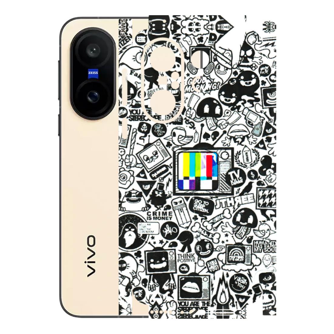 VIVO Z/V/X/T/U/S Series Phone Skins (All Models) - Doodles Positive Art - 3D Embossed Finish (L-263) Vivo X200 FE