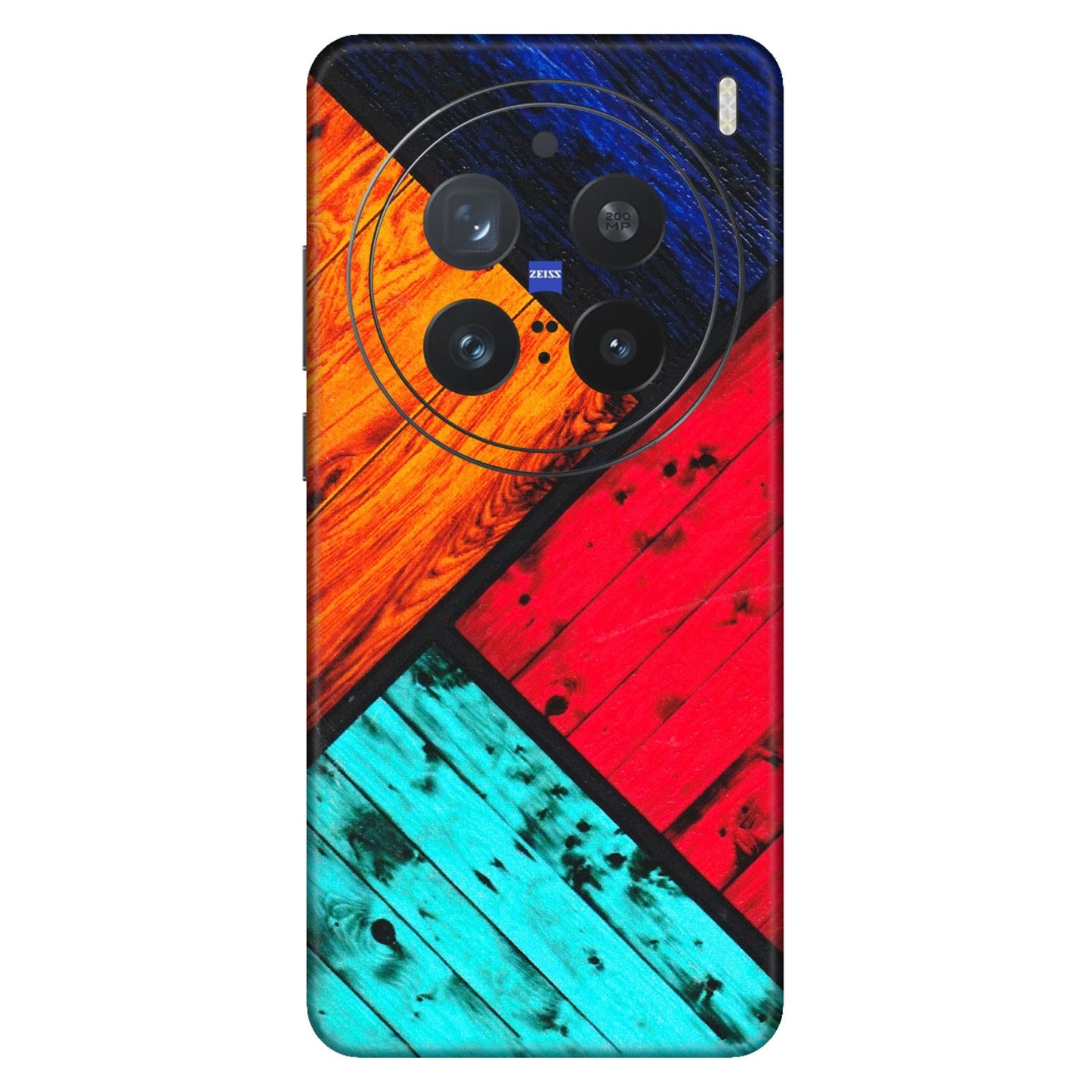 VIVO Z/V/X/T/U/S Series Phone Skins (All Models) - Colourful Wood Panels Abstract - 3D Embossed Finish (L-09) Vivo X200 Pro (5G)