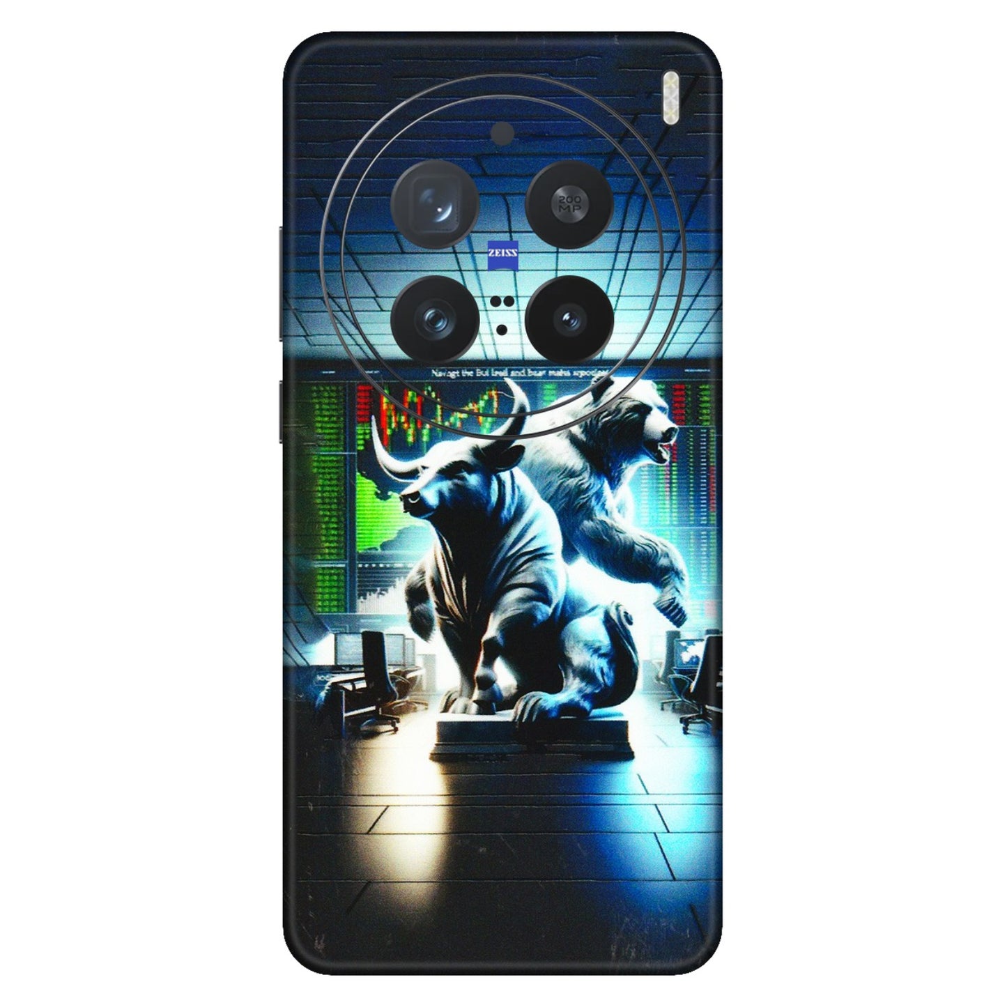 VIVO Z/V/X/T/U/S Series Phone Skins (All Models) - Stock Market Sensex Bear vs Bulls - 3D Embossed Finish (L-15) Vivo X200 Pro (5G)